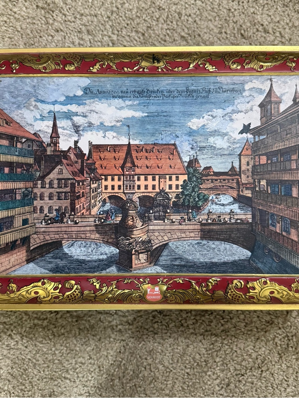 E. Otto Schmidt W. Germany Nurnberg Lebkuchen Metal Cookie Biscuit Tin Box 1988
